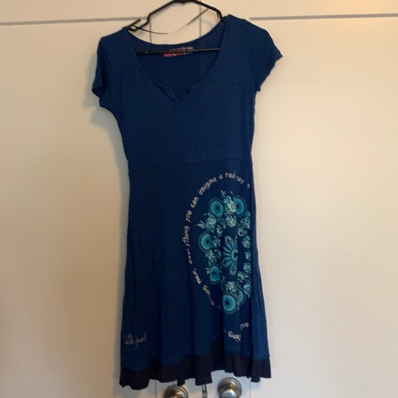 Desigual Dresses & Skirts - Desigual Blue Mini Dress with Teal Floral Print